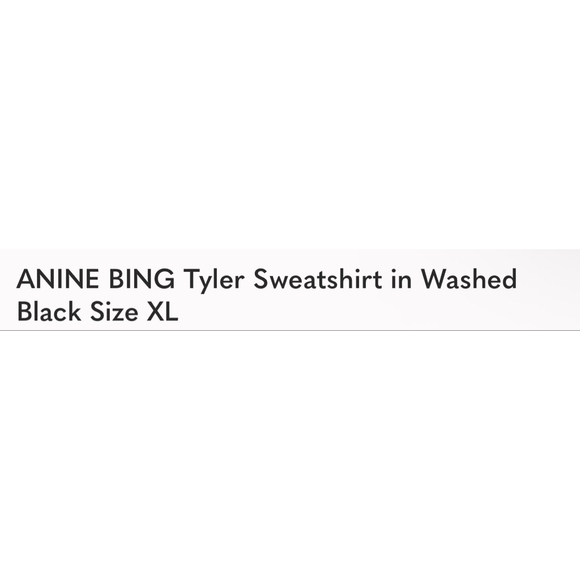 ANINE BING Tyler Varsity Oversized Sweatshirt in Washed Black, Cotton, Size XL - Picture 11 of 11